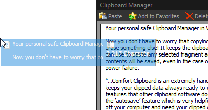 Clipboard Manager, Drag and drop