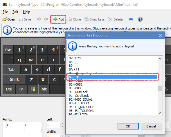 Creating a keyboard key for the @ sign