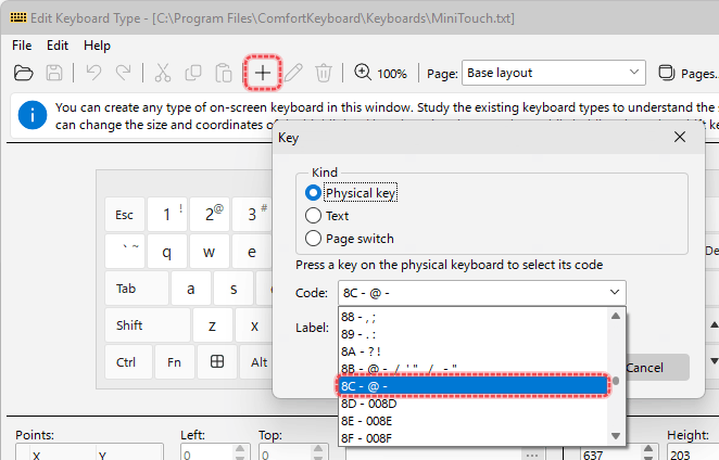 Creating a keyboard key for the @ sign