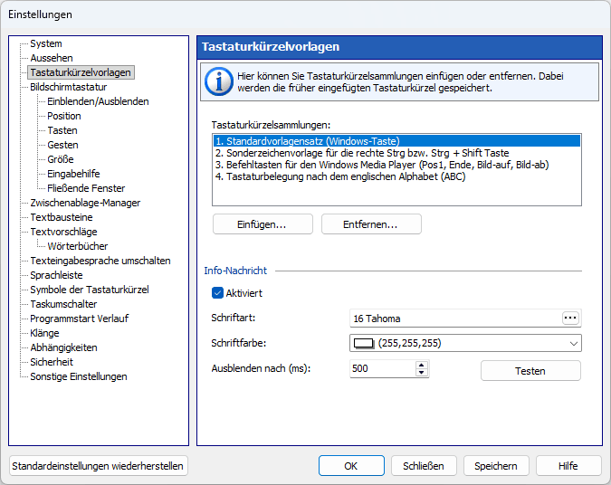 Tastaturkürzelvorlagen