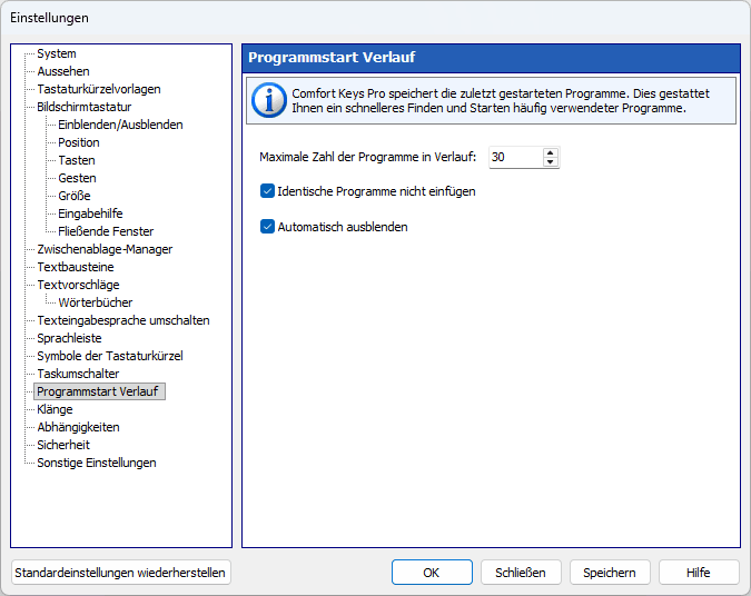 Programmstart Verlauf 