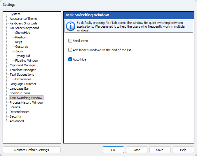 Task Switching Window