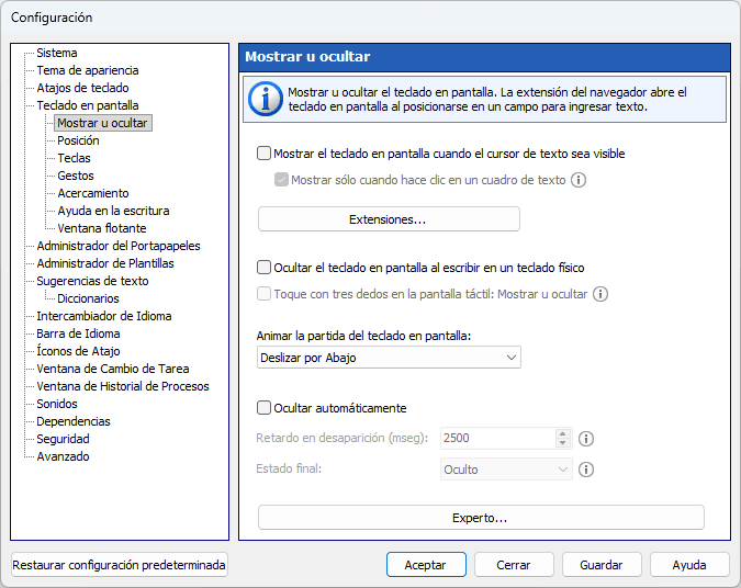 Mostrar u ocultar