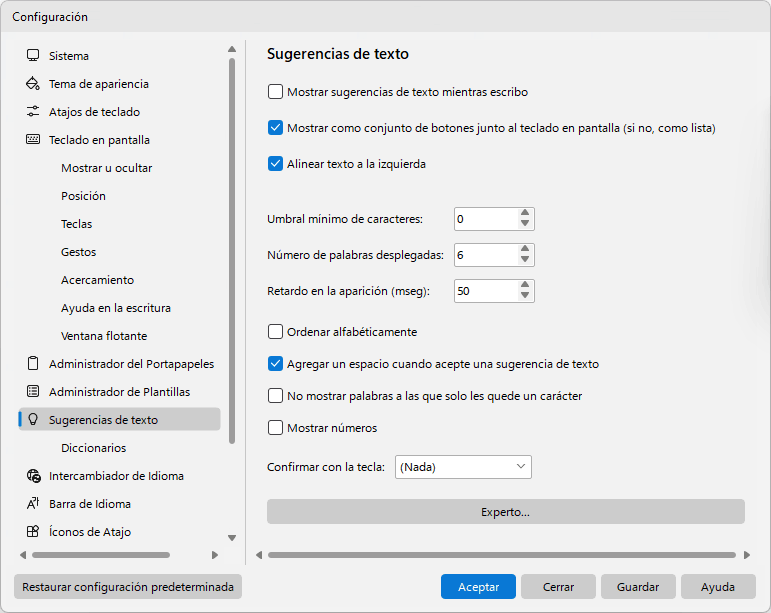 Sugerencias de texto