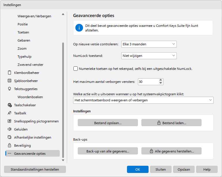Geavanceerde opties