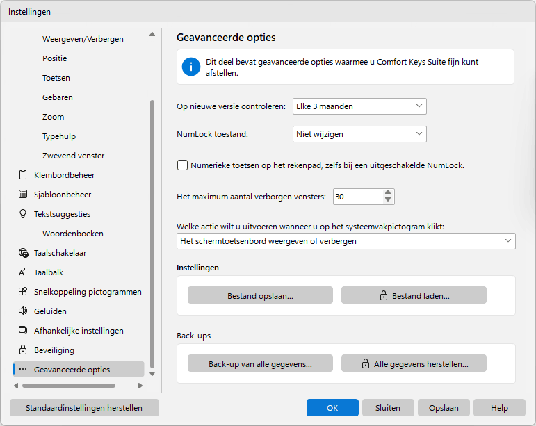 Geavanceerde opties
