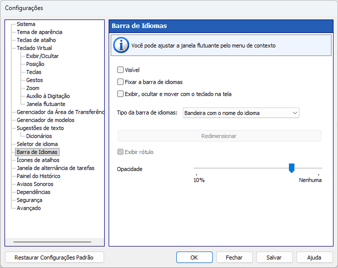 Barra de Idiomas