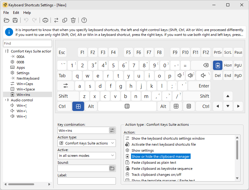 Keyboard Shortcuts Settings