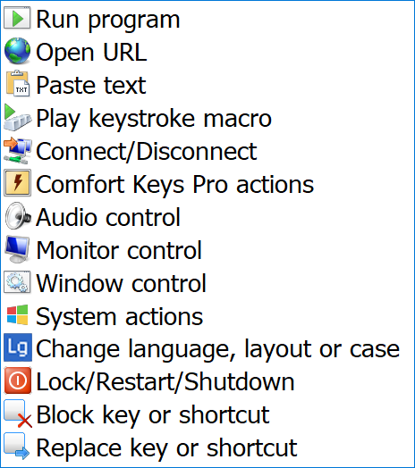 Comfort Keys Pro Actions